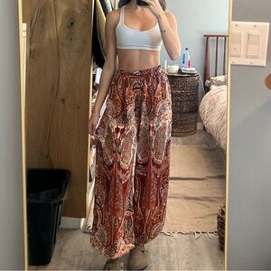 Cider Red and Brown Paisley Flowy Panta